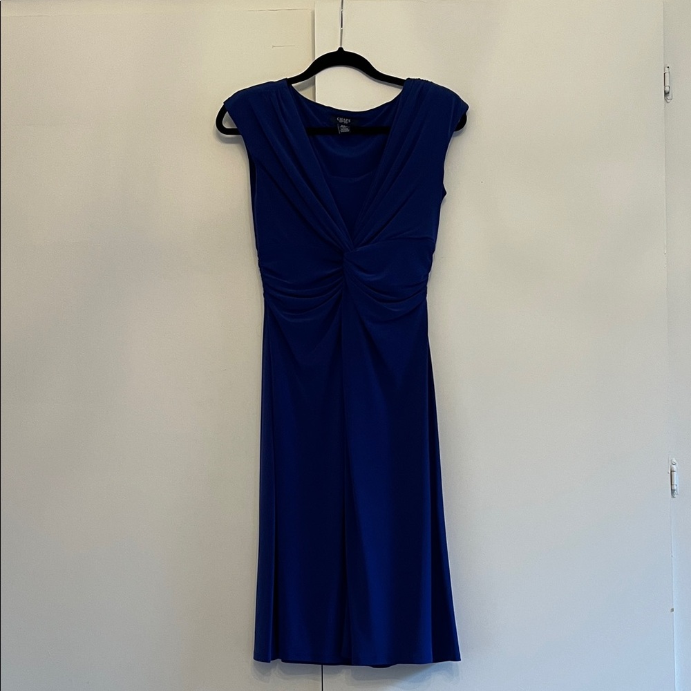 Chaps Royal Blue Gathered Midi Dress